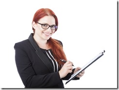 young business woman sign documents in her hand